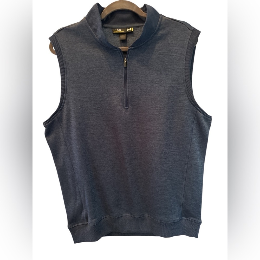 Under Armour Vest Mens Large Navy 1/4 Zip Sleeveless Golf Activewear